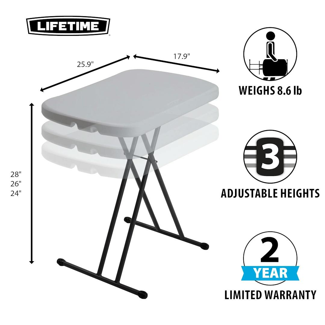 Lifetime 26-inch Personal Rectangle Table - White Granite (80251)