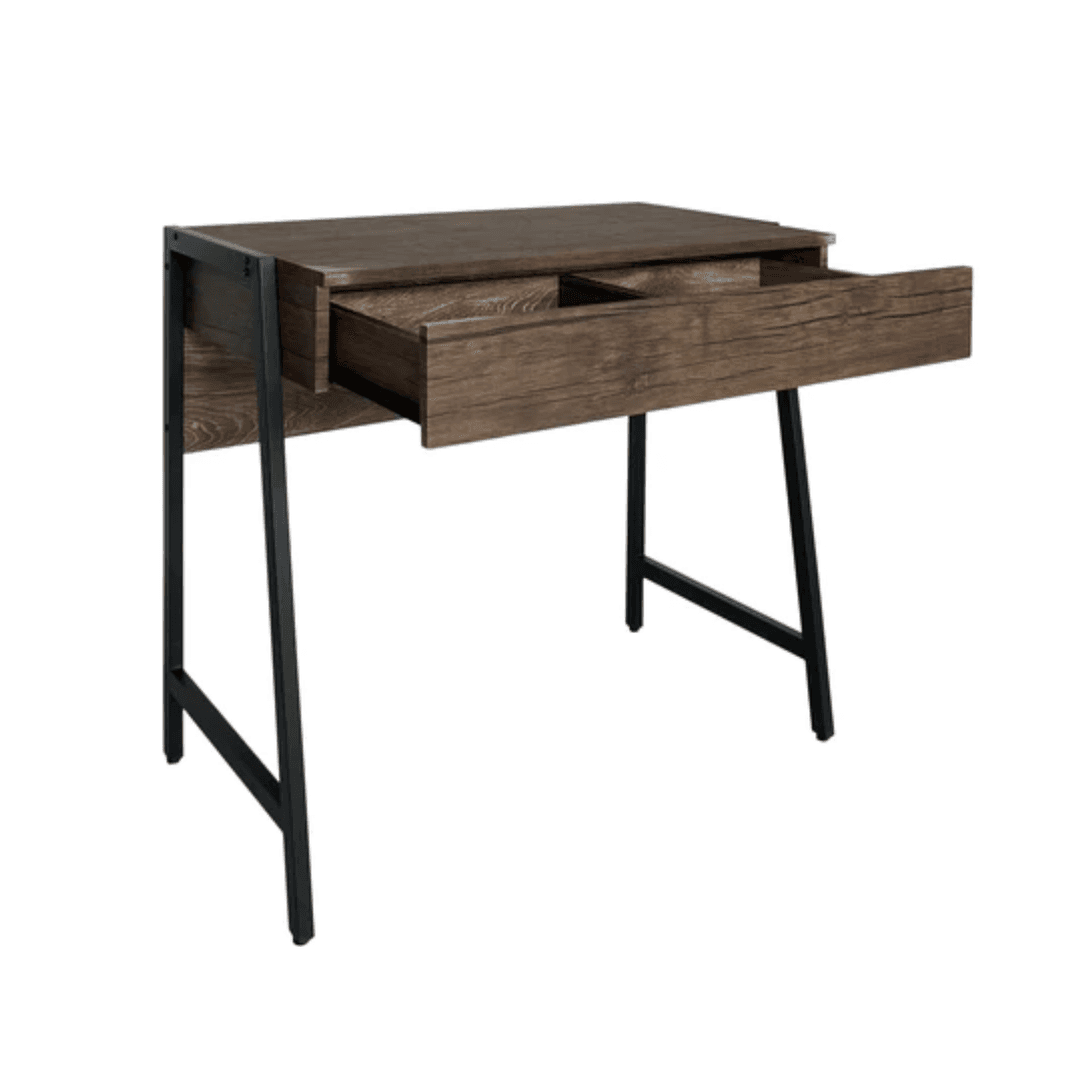 Cubix CT 2021 Computer Study Table – Black Walnut Finish, Metal Frame, Drawers for Storage