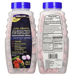 Kirkland Signature Ultra Strength Antacid 1000mg | Calcium Supplement, 265 Chewable Tablets