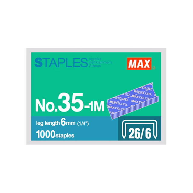 MAX No. 35-1M Staples 26/6 | 1000 staples/box