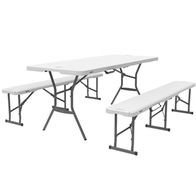 Lifetime 6-FT Fold-In-Half Table and Bench Set (80730)