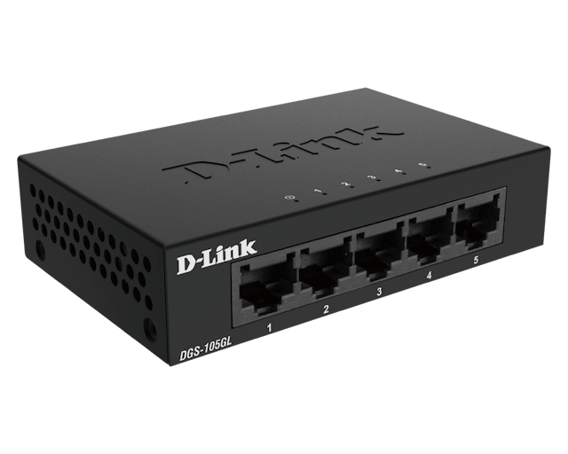 D-Link DGS-105GL 5-Port Gigabit Metal Unmanaged Desktop Switch (Black)