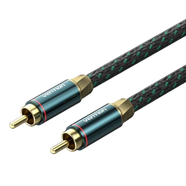VENTION Cotton Braided RCA Male to Male Coaxial Audio Cable Green Copper Type