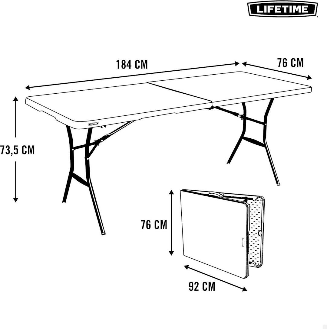Lifetime 6-FT Fold-In-Half Table - White Granite (80471)