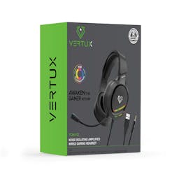 Vertux Tokyo Noise Isolating Amplified Wired Gaming Headset with Flexible Omnidirectional Microphone and RGB LED Lights