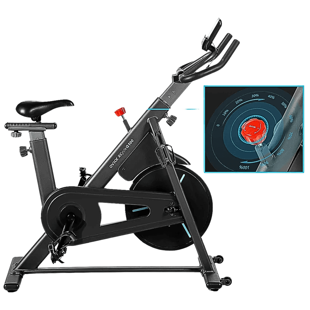 OVICX Q100 Adjustable Magnetic Exercise Spin Bike | Indoor Cycling Fitness Trainer