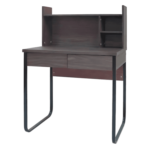 Cubix CT 1337 Modern Computer Table with Black Metal Legs & Front Panel | Wenge Finish