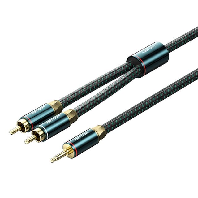 Vention Cotton Braided 3.5mm Male to 2RCA Male Audio Cable Green Copper Type
