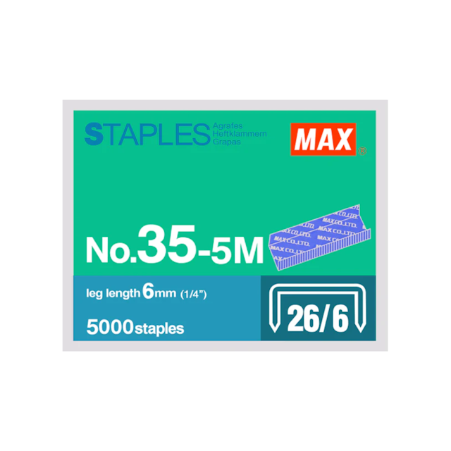 MAX No. 35-5M Staples 26/6 | 5000 staples/box