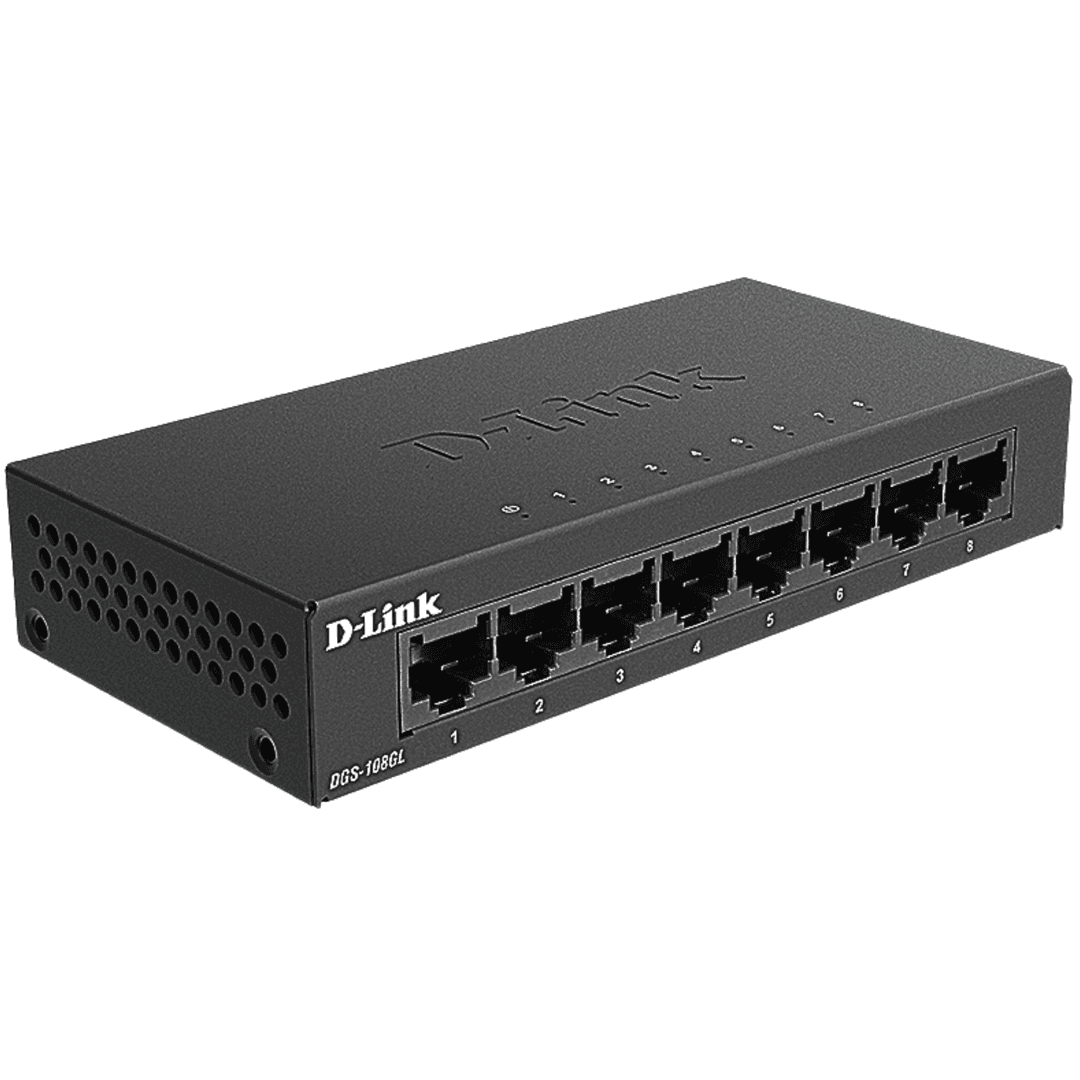 D-Link DGS-108GL 8-Port Gigabit Metal Unmanaged Desktop Switch | Black
