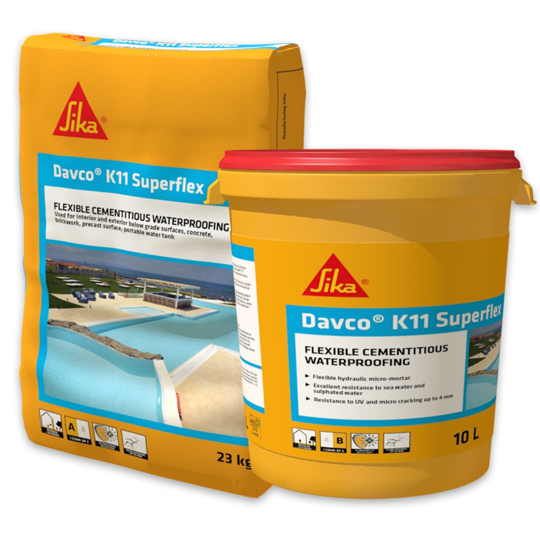 Davco K11 SuperFlex | Two-Component Flexible Cementitious Waterproofing Membrane | Grey 23kg Set