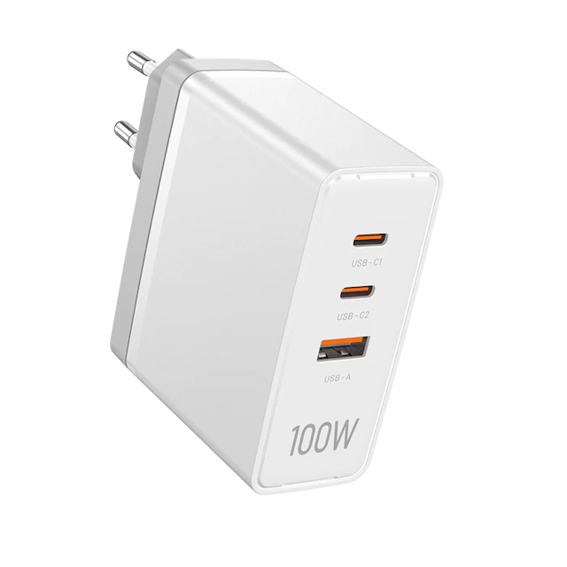Vention FEGW0-US 3-Port USB (C+C+A) GaN Charger (100W/100W/30W) EU-Plug - White