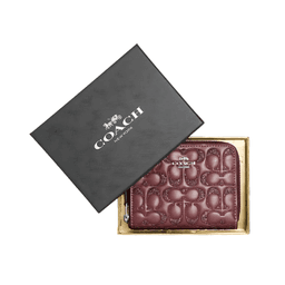 Coach Zip-Around Wallet | Full-Length Zip Closure, Compact & Elegant Organizer | Maroon Leather,