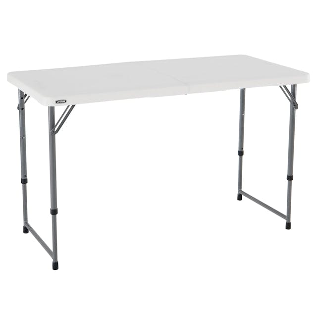 Lifetime 4-Foot Light Commercial Adjustable Fold-In-Half Tables - White Granite (4428)