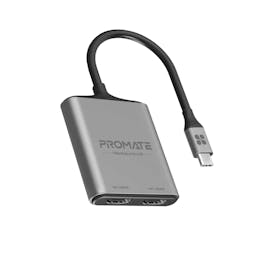 Promate MediaLink-H2 4K High Definition USB-C to Dual HDMI Adapter iOS, Windows & Android Compatible with Dual Display Compatible