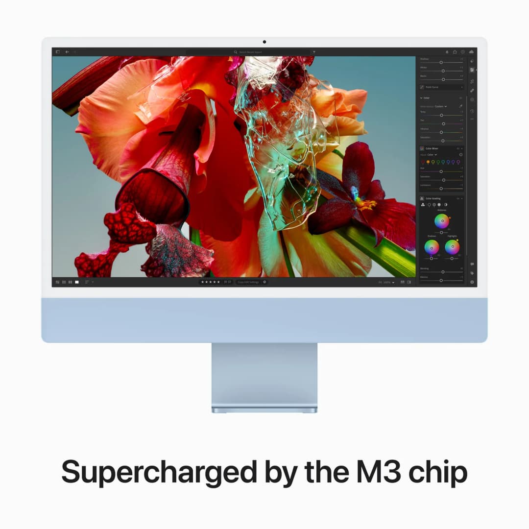 24" iMac with Retina 4.5K display: Apple M3 chip with 8‑core CPU and 10‑core GPU, 256GB SSD - Blue