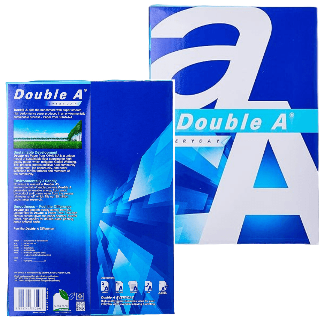 Double A Premium Copy Paper 70gsm A4 Size | 500 Sheets per Ream with High Performance Printing