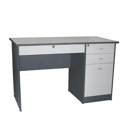 Cubix EV1521 Managerial Office Desk with Center and Side Drawers | Dark Gray/Light Gray