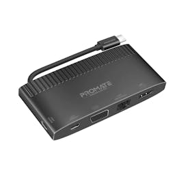 Promate MediaHub-C6 6-in-1 Highly Versatile USB-C Media Hub with 100W Power Delivery with USB-C & USB-A Data Port
