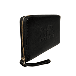 Coach F75908 Wristlet â Signature Canvas with Black Leather Trim, Zip Closure