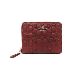 Coach Zip-Around Wallet | Full-Length Zip Closure, Compact & Elegant Organizer | Maroon Leather,