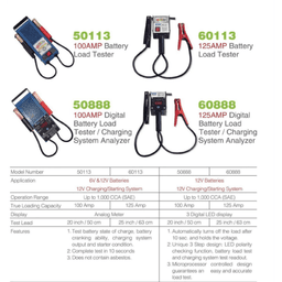 DHC 50888 100A Digital Battery Load Tester & Charging System Analyzer Tool