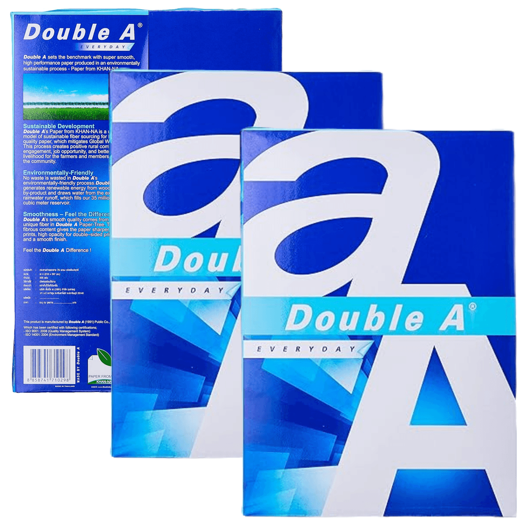 Double A Premium Copy Paper 70gsm A4 Size | 500 Sheets per Ream with High Performance Printing