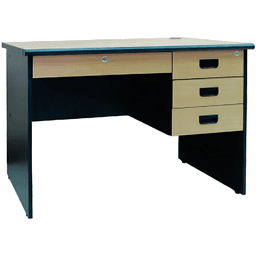 Cubix M-1203C Office Desk 4-Drawer Laminated Wood Workspace Storage | Black/Beech