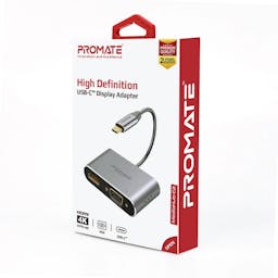 Promate MediaHub-C2 High Definition USB-C Display Adapter, 4K HDMI Video Support, and 1080p VGA Support