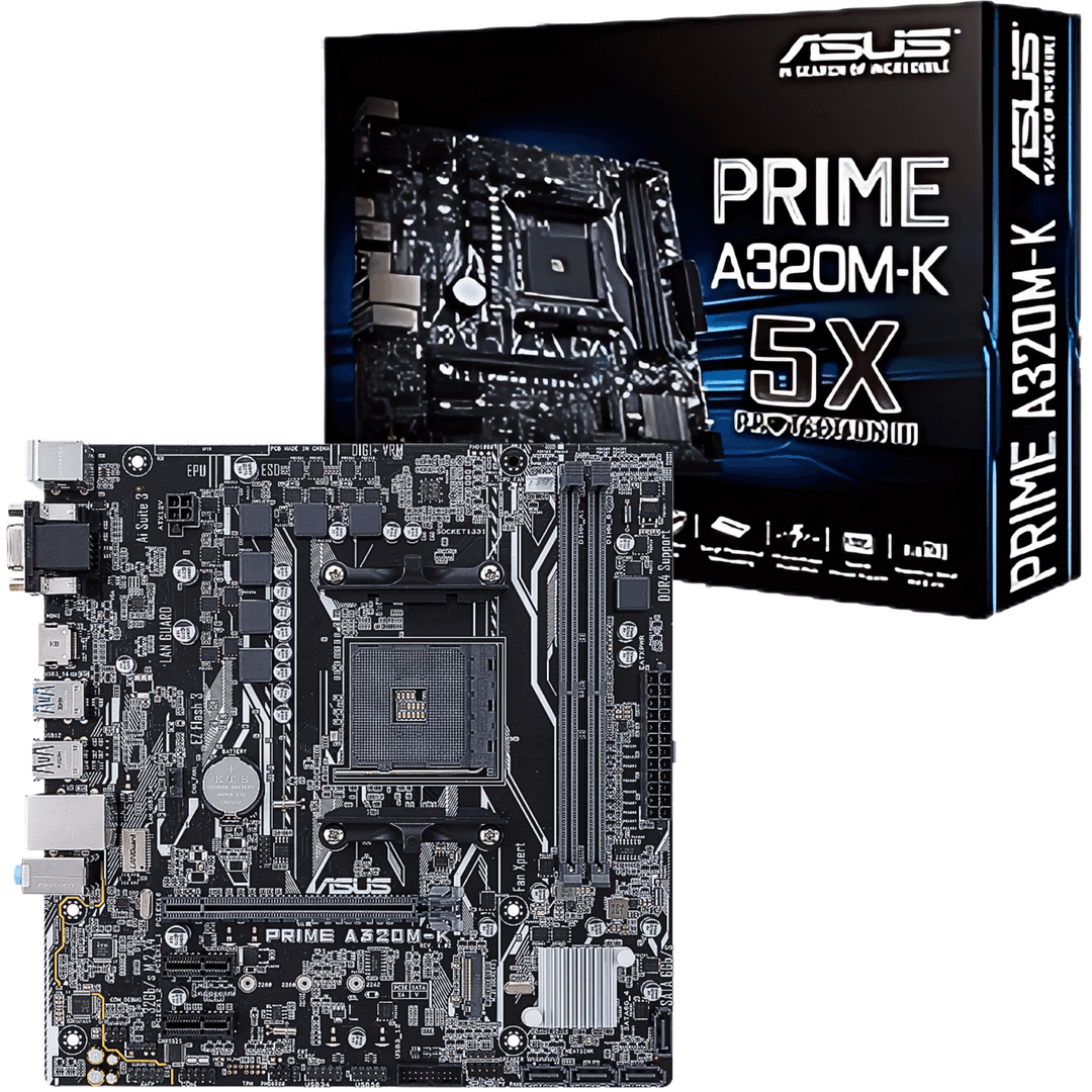 ASUS Prime A320M-K AM4 Micro-ATX Motherboard | DDR4 32GB, PCIe 3.0, HDMI/VGA, 5X Protection