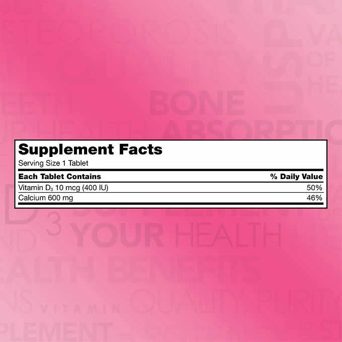 Kirkland Calcium 600mg + Vitamin D3 â Bone Support, 500 Tablets
