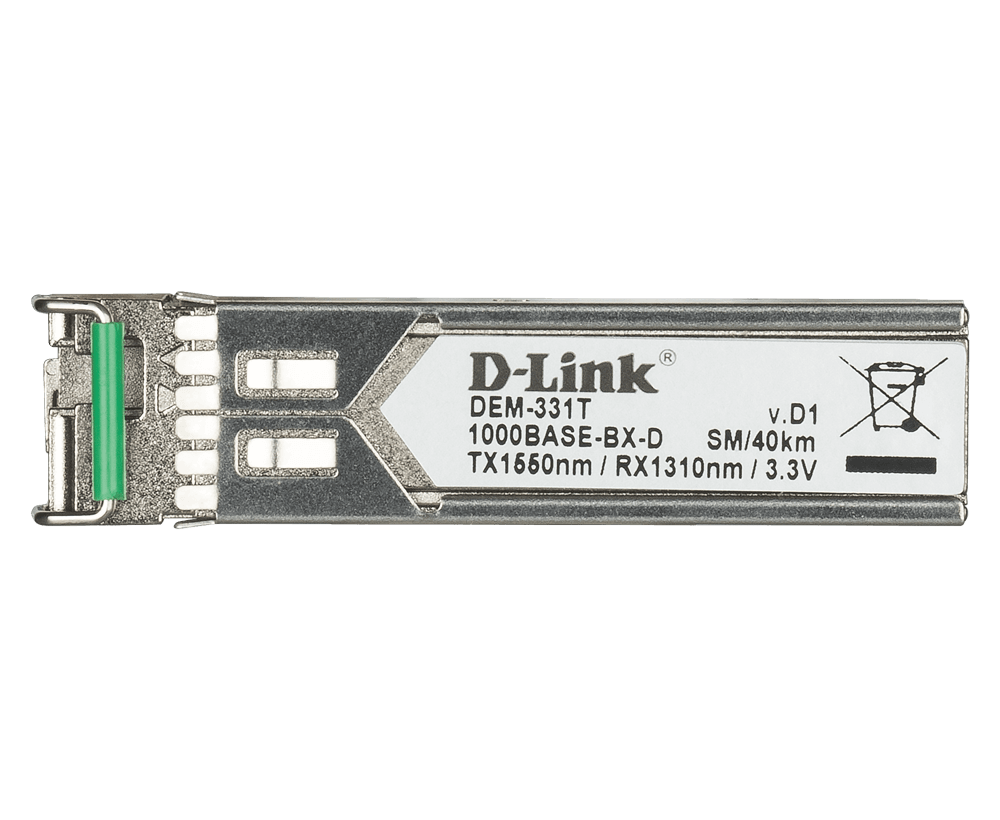 D-Link 1000Base-BX-D Simplex LC Single-mode SFP Mini-GBIC Transceiver Up to 40km (DEM-331T)