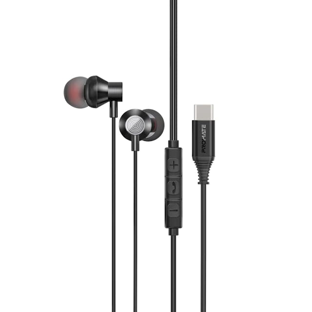 Promate Silken-C Ergonomic High Fidelity In-Ear USB-C Wired Stereo Earphones (Works with All USB-C Mobiles and Tablets)