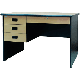 Cubix M-1203C Office Desk 4-Drawer Laminated Wood Workspace Storage | Black/Beech