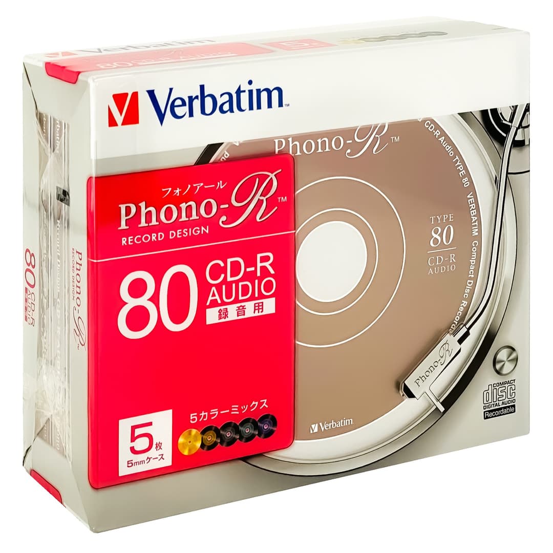 Verbatim CD-R AUDIO 80min Phone-R 5 Colors 5pk Jewel Case 66651