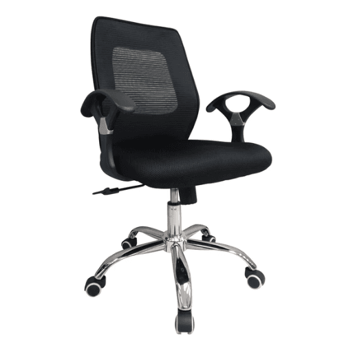 Cubix A-028 Midback Mesh Office Chair | Fabric Seat, Armrest, Adjustable Gaslift | Black Swivel Base