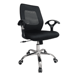 Cubix A-028 Midback Mesh Office Chair | Fabric Seat, Armrest, Adjustable Gaslift | Black Swivel Base