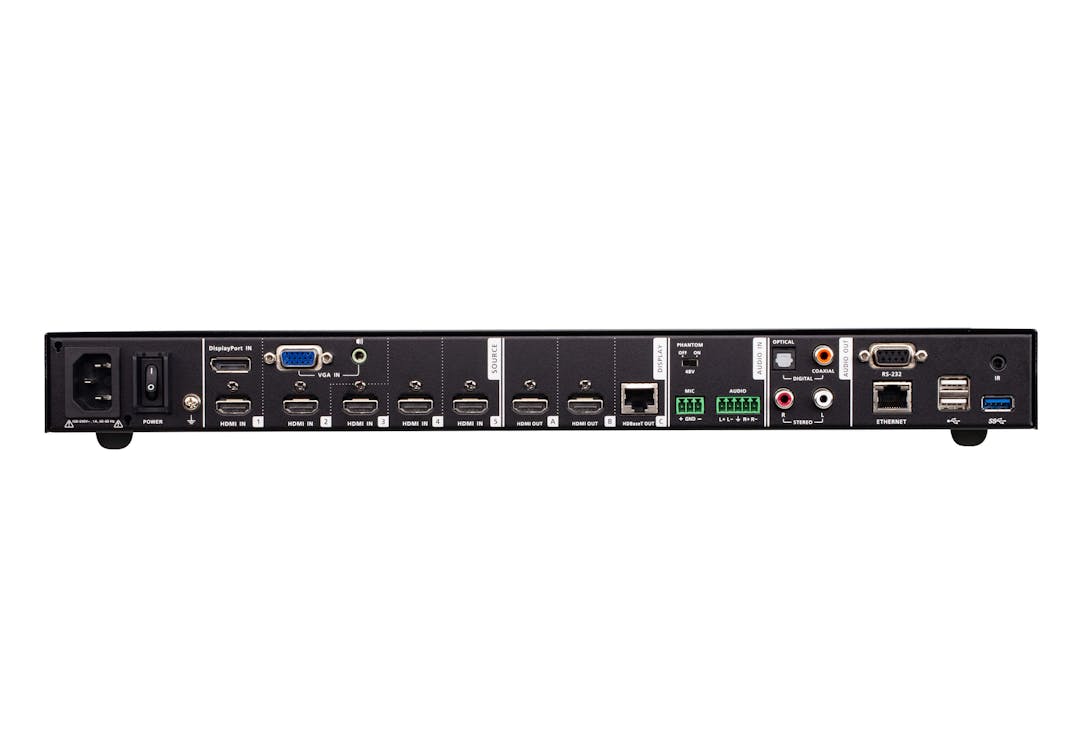 ATEN VP2730-AT-A 7 x 3 Seamless Presentation Matrix Switch with Scaler, Streaming, Audio Mixer, and HDBaseT