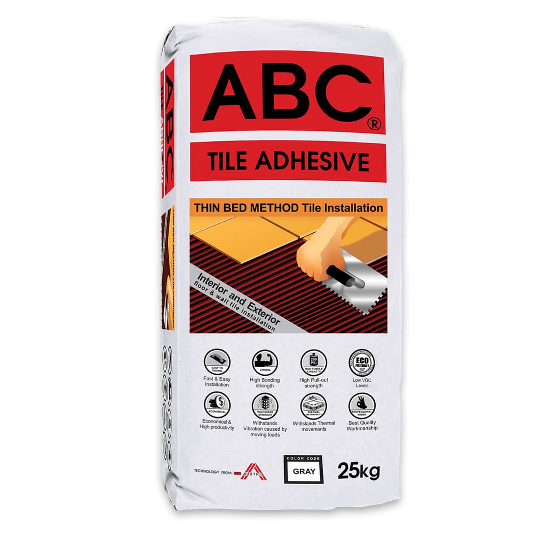 ABC Regular Tile Adhesive | Cement-Based Thin-Bed Mortar for Ceramic & Porcelain Tiles | 25kg Bag