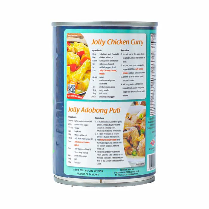 Jolly Coconut Cream 400ml Kakang Gata Rich & Thick Coconut Cream for Cooking & Desserts