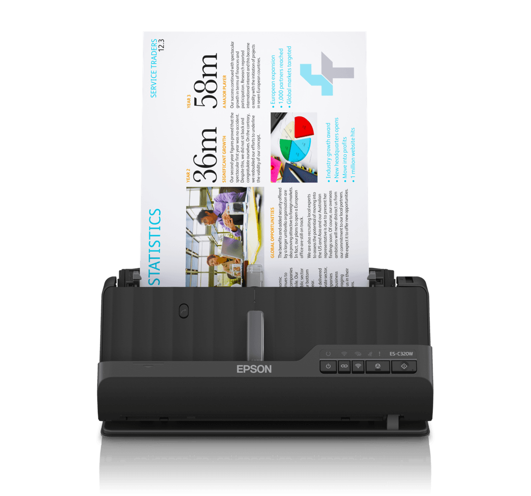 Epson WorkForce ES-C320W Wireless Compact Desktop Document Scanner with Auto Document Feeder (ES C320W - B11B270503)