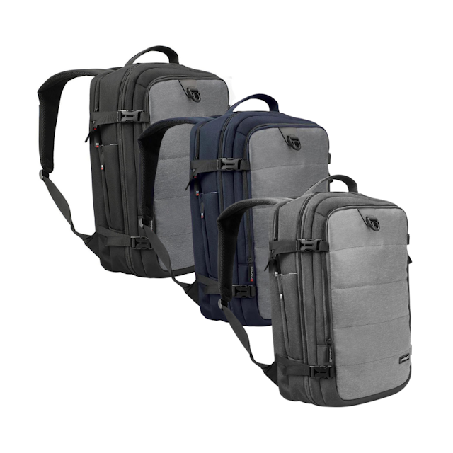 Promate Porter-B Full Featured Travel Carry-On Backpack with Lie-flat Front Loading, Contoured Back Panel, and Dedicated Organizer
