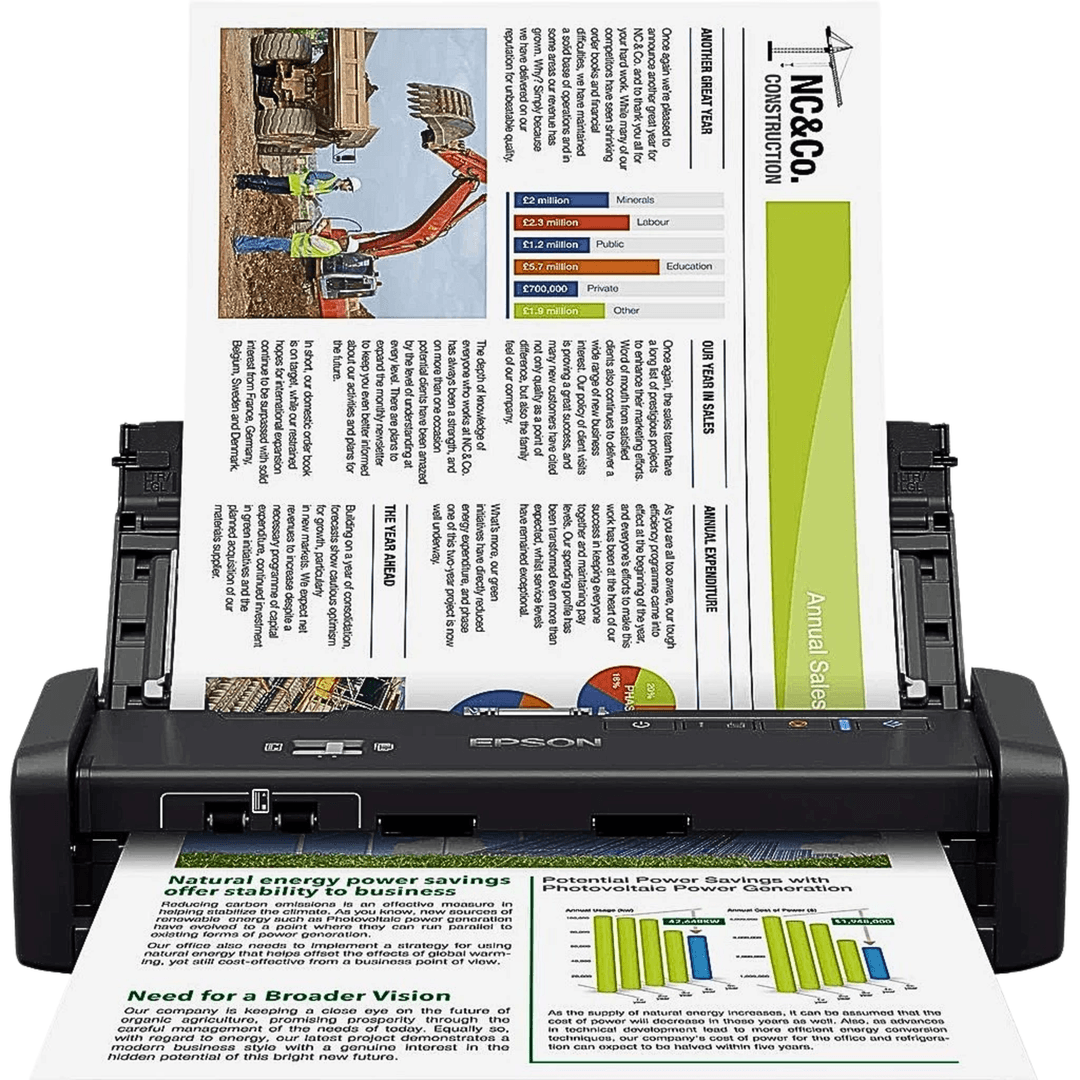 Epson WorkForce DS-360W Portable Sheet-fed Scanner | WiFi | Duplex | 600 DPI | USB 3.0