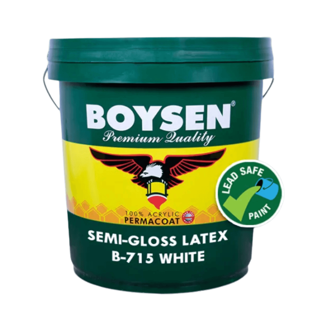 BOYSEN B-715 Permacoat Semi-Gloss Latex Paint White 16L – Lead-Safe Interior/Exterior