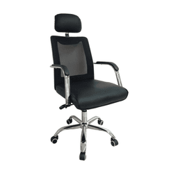Cubix NX 4501 Mid-Back Chair | PU Leather Seat, Mesh Back, Chrome Armrests & Base