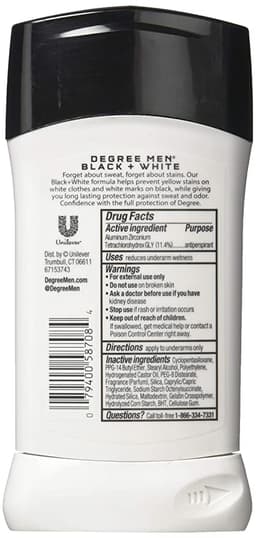 Degree Men UltraClear Deodorant 5-Pack – Black+White Stain Defense, 48H
