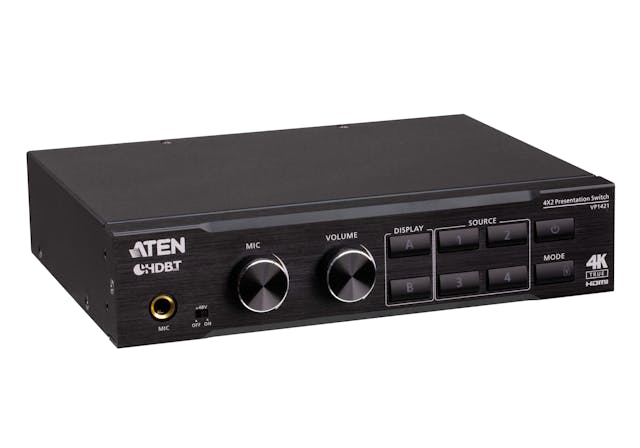 ATEN VP1421-AT-A 4x2 True 4K Presentation Matrix Switch with Scaling, DSP, and HDBaseT-Lite