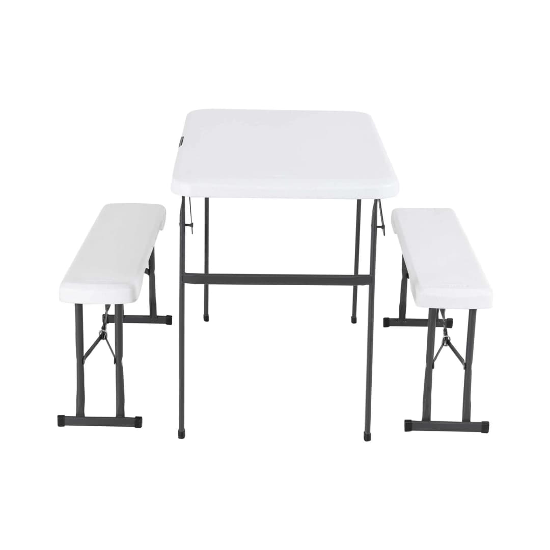 Lifetime 42" Almond Picnic Table & Bench Combo | Portable Folding Set | Model 80373