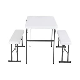 Lifetime 42" Almond Picnic Table & Bench Combo | Portable Folding Set | Model 80373