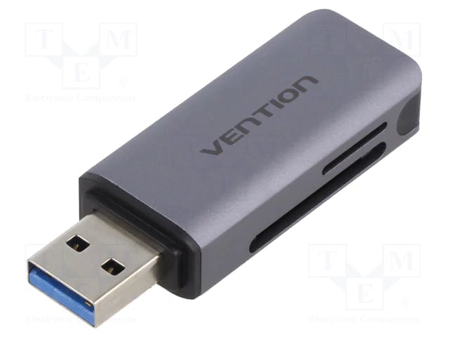 Vention CLIH0 2-in-1 USB 3.0 A Card Reader (SD+TF) | Gray